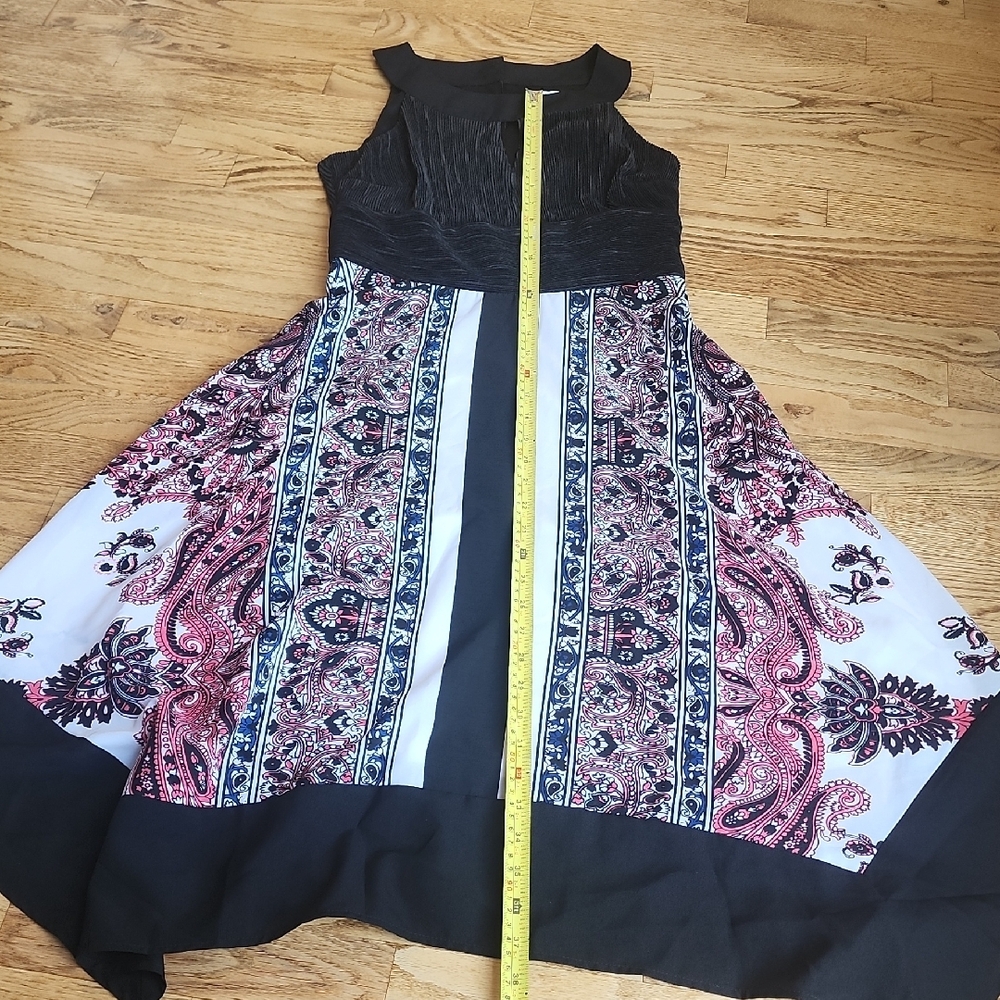 (2) NWT Ricki's Black and Pink Formal Dress Vacation Summer Paisley Cutout Wow - Picture 3 of 11